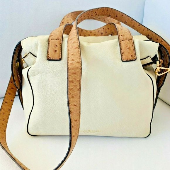 Isaac Mizrahi Vanilla Pebbled Leather Handbag - Picture 1 of 4